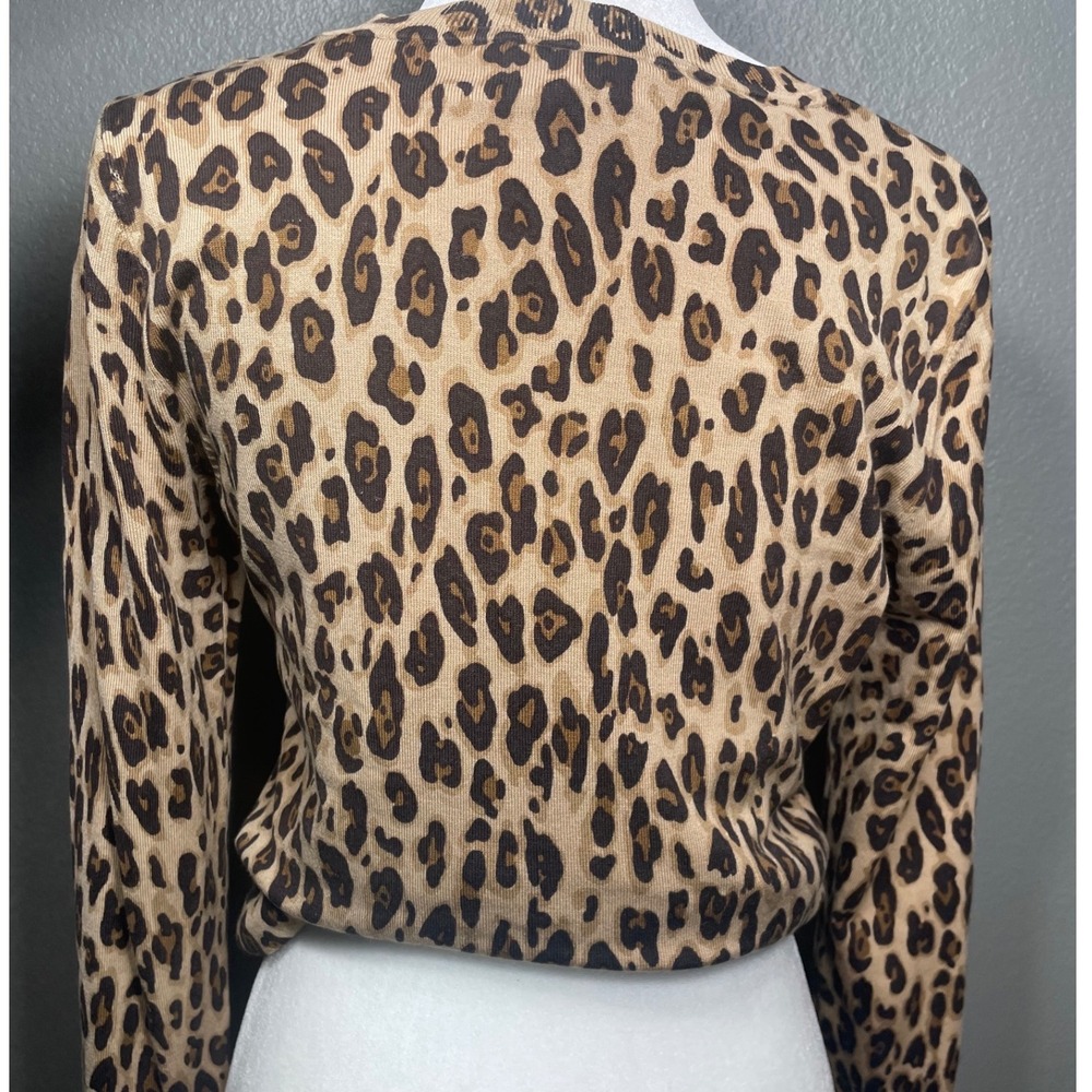 Josephine Chaus Womens Leopard Print Silk Blend Long Sleeve Sweater Java Multi M - Picture 9 of 9